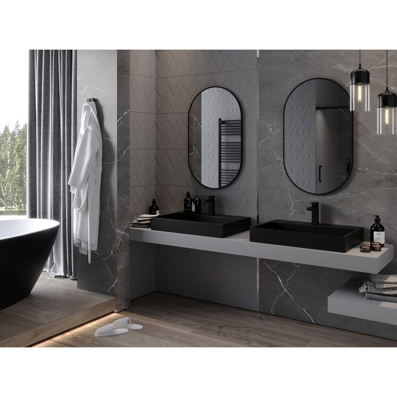 Mexen Loft ovaalne vannitoa peegel 90 x 55 cm, must raam - 9851-090-055-000-70