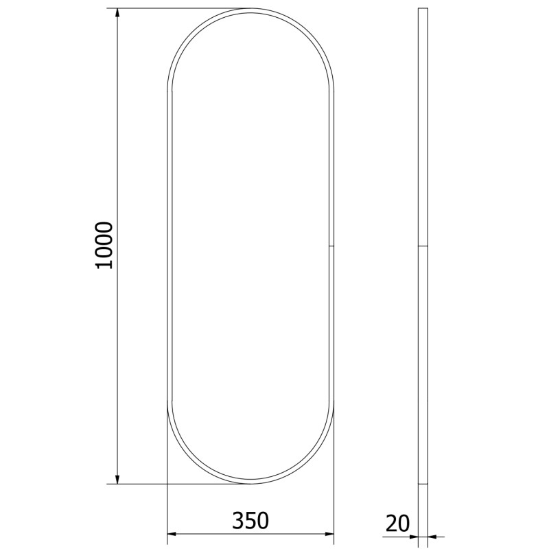 Mexen Loft ovaalne vannitoa peegel 100 x 35 cm, kuldne raam - 9851-100-035-000-50