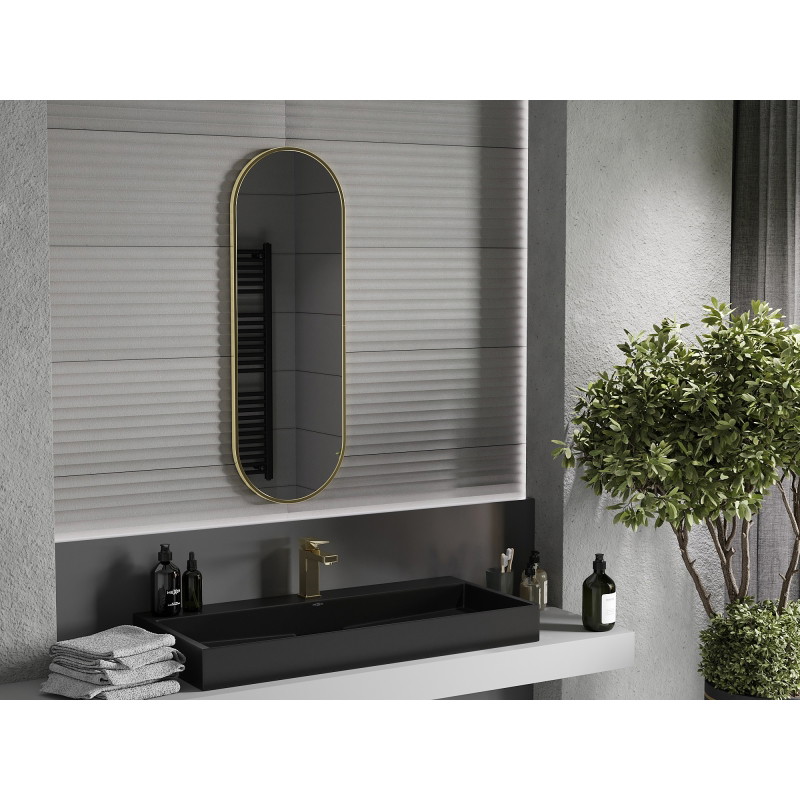 Mexen Loft ovaalne vannitoa peegel 100 x 35 cm, kuldne raam - 9851-100-035-000-50