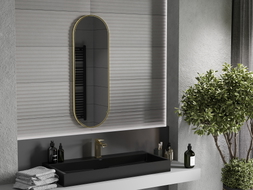 Mexen Loft ovaalne vannitoa peegel 100 x 35 cm, kuldne raam - 9851-100-035-000-50