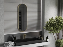 Mexen Loft ovaler Badezimmerspiegel 100 x 35 cm, goldener Rahmen - 9851-100-035-000-50