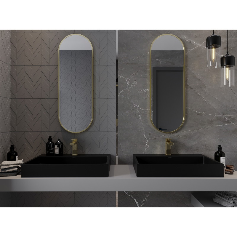 Mexen Loft ovaalne vannitoa peegel 100 x 35 cm, kuldne raam - 9851-100-035-000-50
