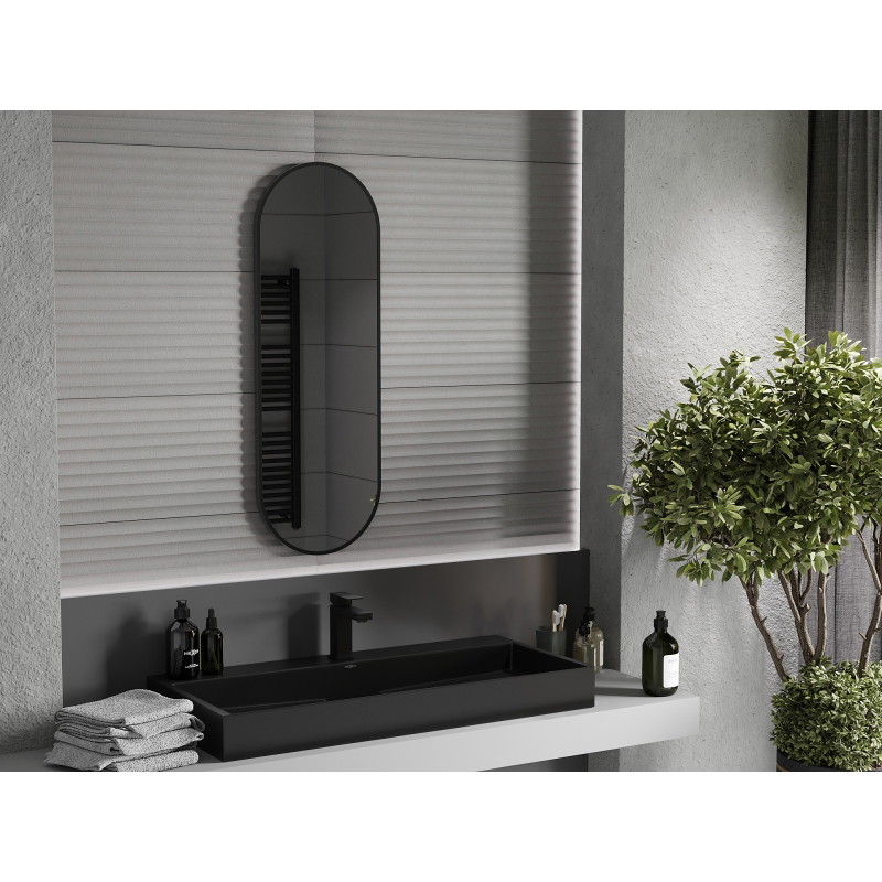 Mexen Loft ovaalne vannitoa peegel 100 x 35 cm, must raam - 9851-100-035-000-70