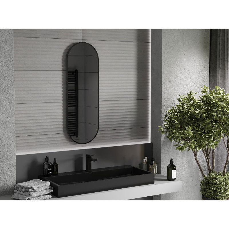 Mexen Loft specchio da bagno ovale 100 x 35 cm, cornice nera - 9851-100-035-000-70