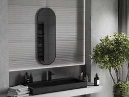 Mexen Loft miroir de salle de bain ovale 100 x 35 cm, cadre noir - 9851-100-035-000-70