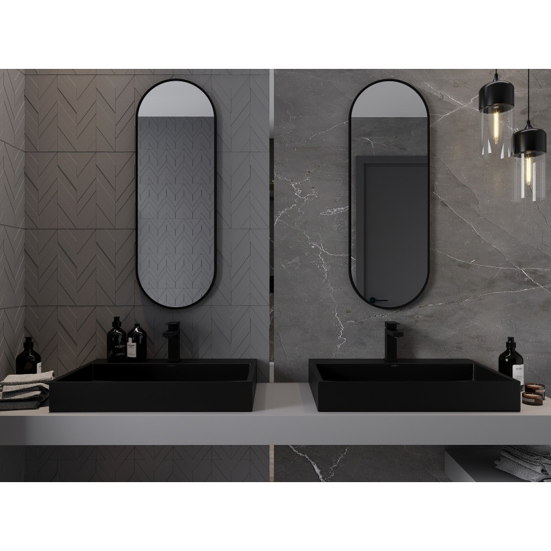 Mexen Loft ovaalne vannitoa peegel 100 x 35 cm, must raam - 9851-100-035-000-70