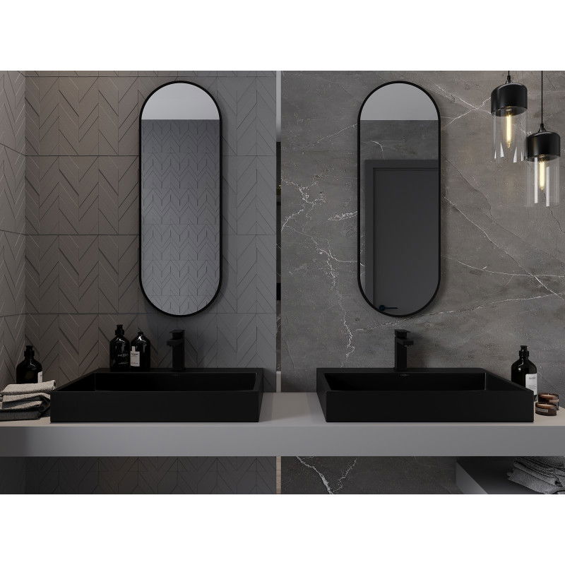 Mexen Loft ovale badkamer spiegel 100 x 35 cm, zwart frame - 9851-100-035-000-70