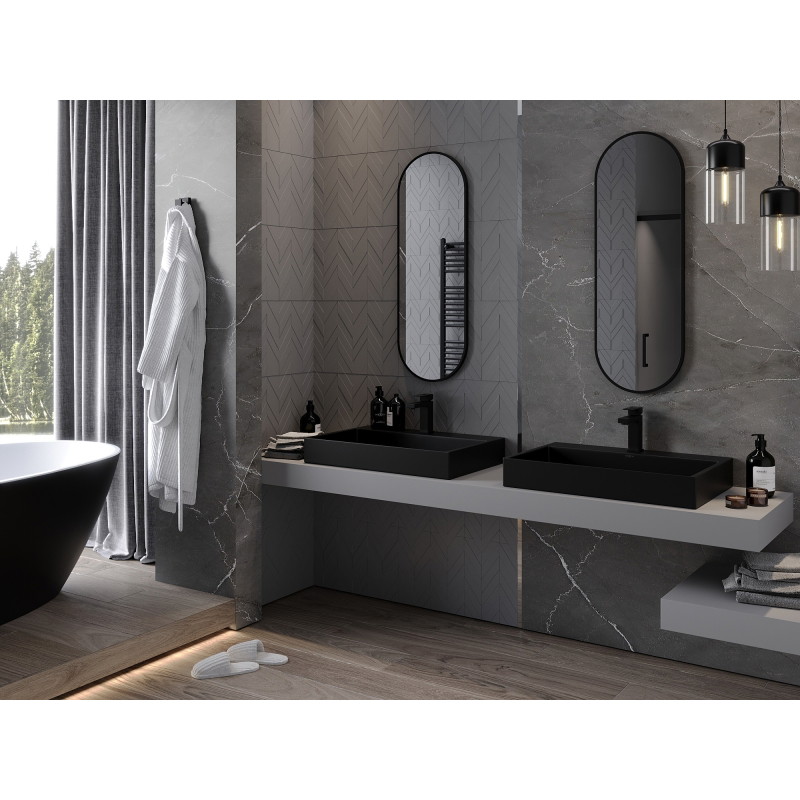 Mexen Loft ovalno ogledalo za kupaonicu 100 x 35 cm, crni okvir - 9851-100-035-000-70