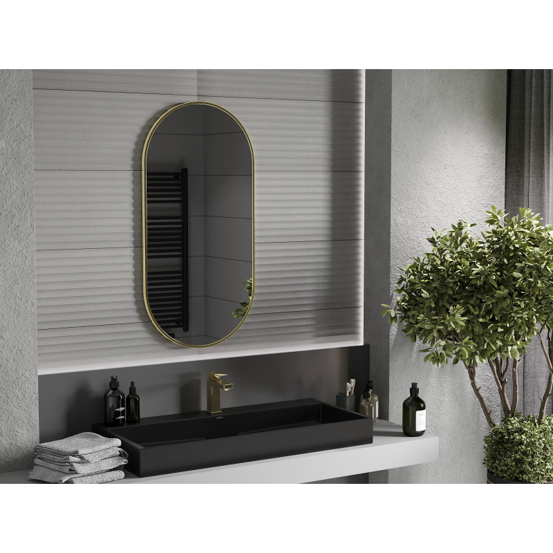Mexen Loft lustro łazienkowe owalne 100 x 50 cm, rama złota - 9851-100-050-000-50