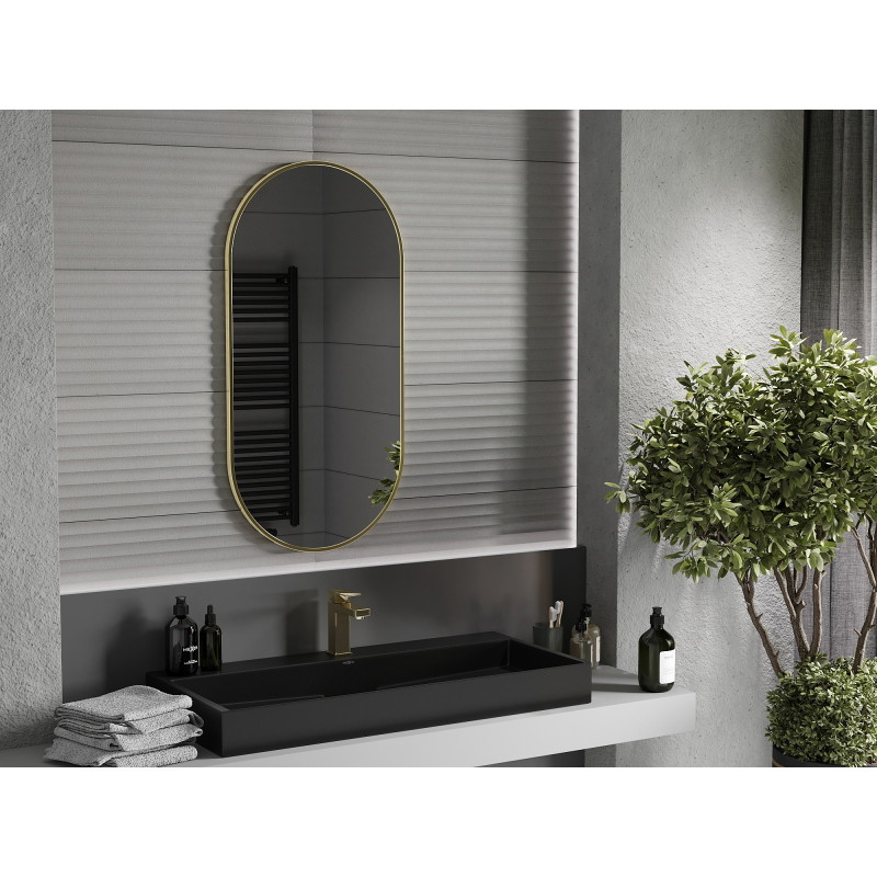 Mexen Loft ovaalne vannitoa peegel 100 x 50 cm, kuldne raam - 9851-100-050-000-50