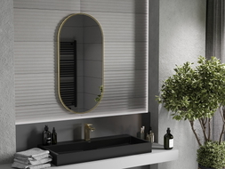 Mexen Loft ovale badkamerspiegel 100 x 50 cm, gouden lijst - 9851-100-050-000-50