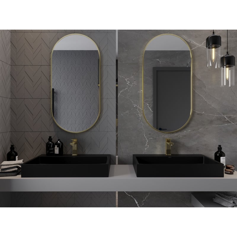 Mexen Loft oval bathroom mirror 100 x 50 cm, gold frame - 9851-100-050-000-50