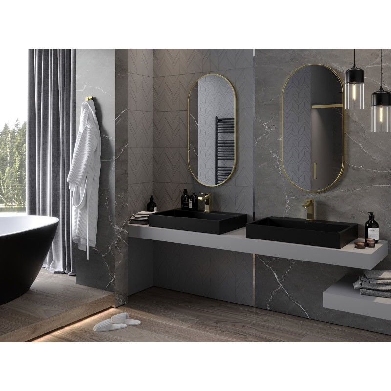 Mexen Loft οβάλ καθρέφτης μπάνιου 100 x 50 cm, χρυσό πλαίσιο - 9851-100-050-000-50