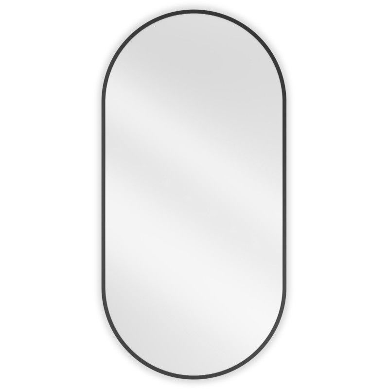 Mexen Loft ovāls vannas istabas spogulis 100 x 50 cm, melns rāmis - 9851-100-050-000-70