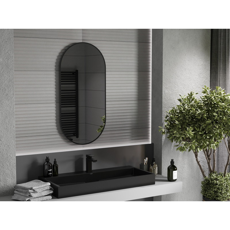 Mexen Loft miroir de salle de bains ovale 100 x 50 cm, cadre noir - 9851-100-050-000-70
