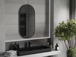Mexen Loft ovaler Badezimmerspiegel 100 x 50 cm, schwarzer Rahmen - 9851-100-050-000-70