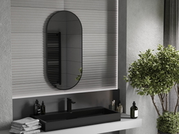 Mexen Loft ovalno kupaonsko ogledalo 100 x 50 cm, crni okvir - 9851-100-050-000-70