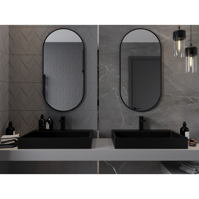 Mexen Loft lustro łazienkowe owalne 100 x 50 cm, rama czarna - 9851-100-050-000-70
