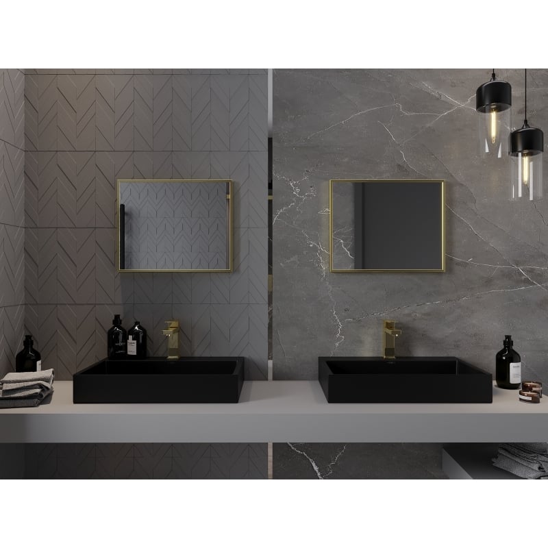 Mexen Loft lustro łazienkowe prostokątne 50 x 40 cm, rama złota szczotkowana - 9852-050-040-000-50