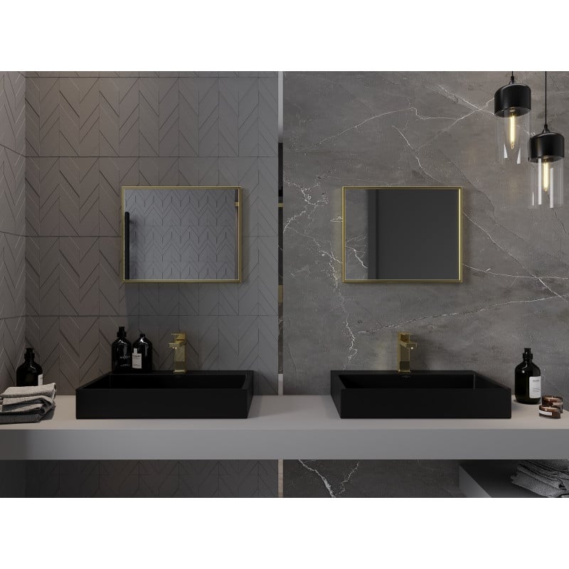 Mexen Loft miroir de salle de bain rectangulaire 50 x 40 cm, cadre doré - 9852-050-040-000-50