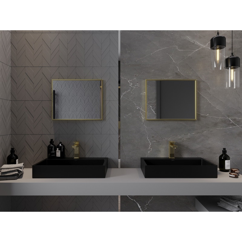 Mexen Loft ristkülikukujuline vannitoa peegel 50 x 40 cm, kuldne raam - 9852-050-040-000-50