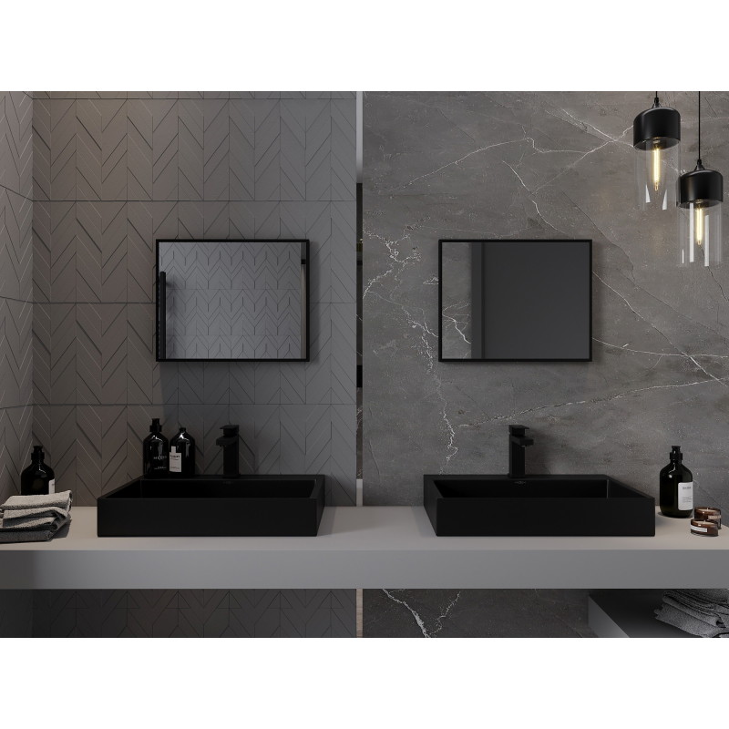 Mexen Loft ristkülikukujuline vannitoa peegel 50 x 40 cm, must raam - 9852-050-040-000-70