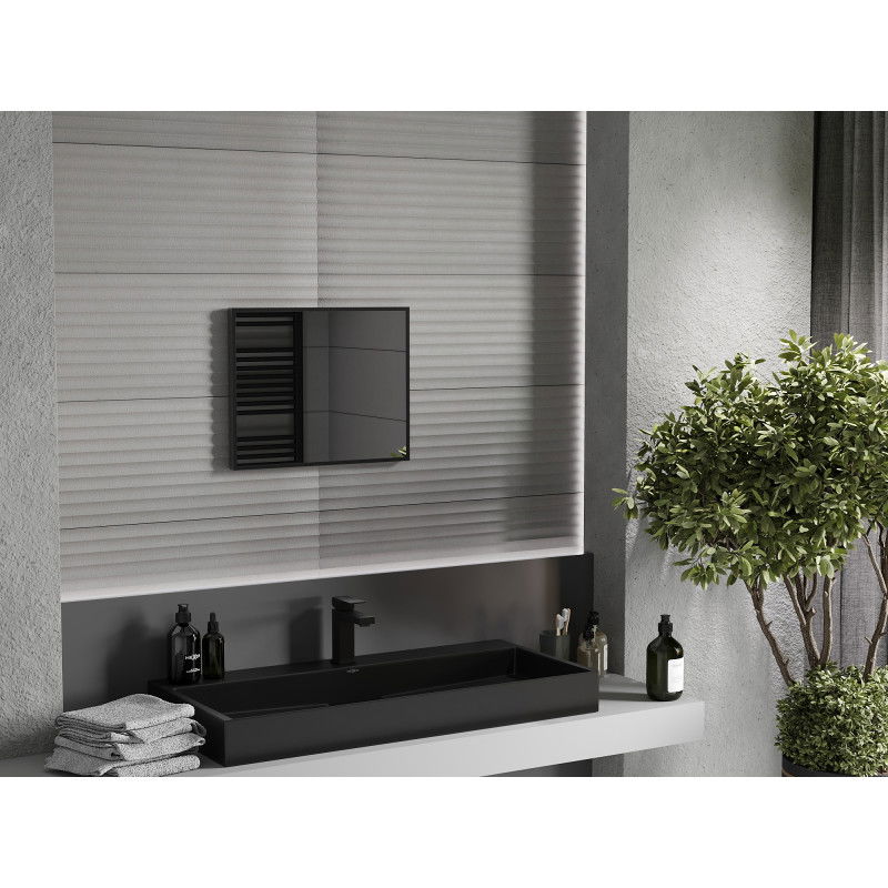 Mexen Loft espejo de baño rectangular 50 x 40 cm, marco negro - 9852-050-040-000-70