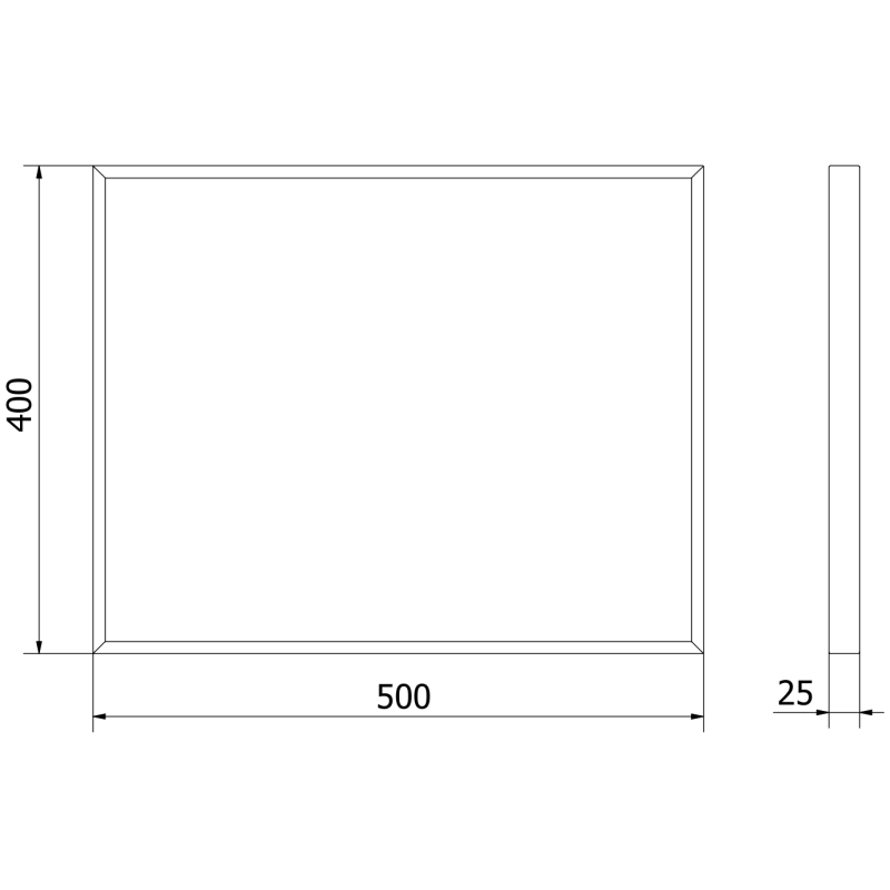 Mexen Loft rechthoekige badkamerspiegel 50 x 40 cm, zwarte lijst - 9852-050-040-000-70
