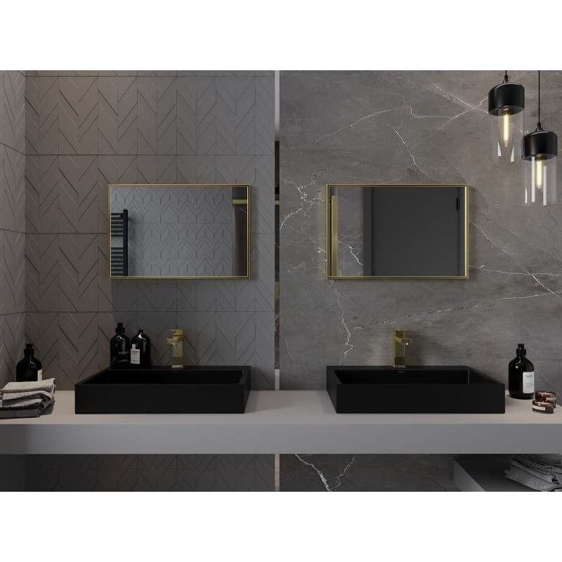 Mexen Loft ristkülikukujuline vannitoa peegel 60 x 40 cm, kuldne raam - 9852-060-040-000-50