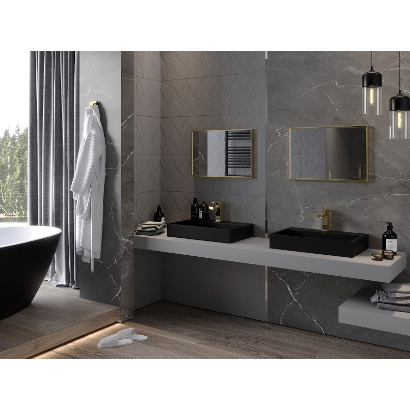Mexen Loft ristkülikukujuline vannitoa peegel 60 x 40 cm, kuldne raam - 9852-060-040-000-50