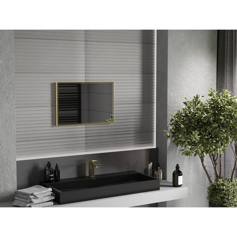 Mexen Loft lustro łazienkowe prostokątne 60 x 40 cm, rama złota szczotkowana - 9852-060-040-000-50