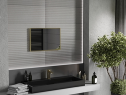 Mexen Loft taisnstūra vannas istabas spogulis 60 x 40 cm, zelta rāmis - 9852-060-040-000-50