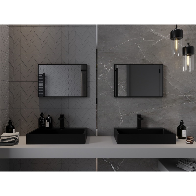 Mexen Loft pravokutno kupaonsko ogledalo 60 x 40 cm, crni okvir - 9852-060-040-000-70