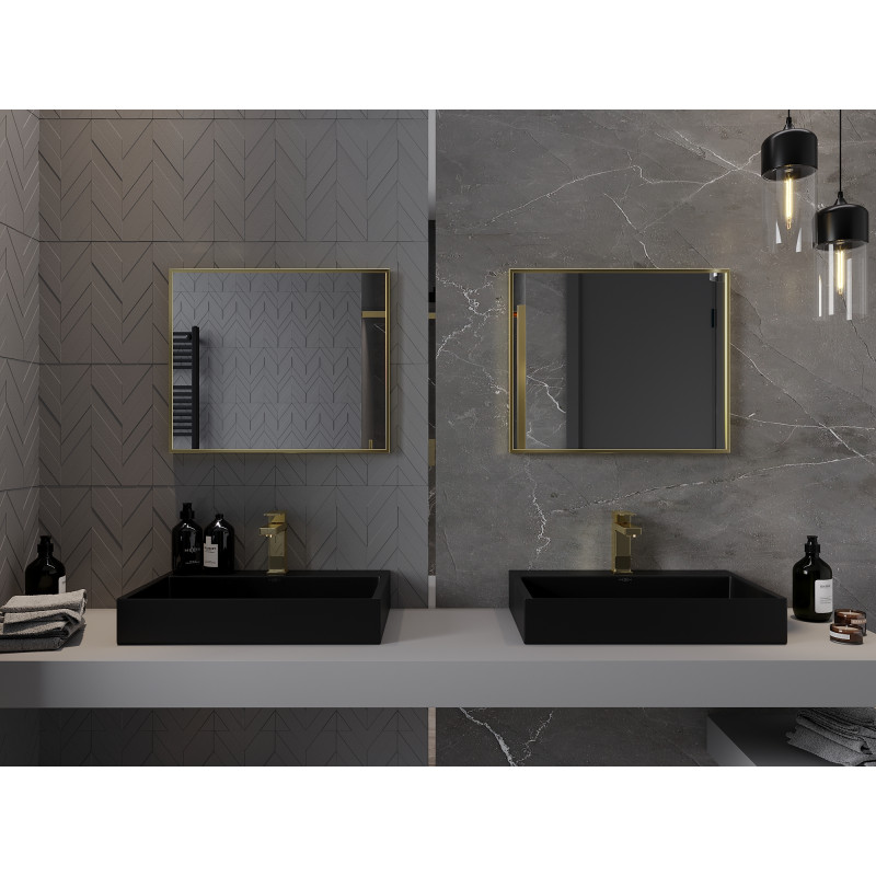 Mexen Loft lustro łazienkowe prostokątne 60 x 50 cm, rama złota - 9852-060-050-000-50