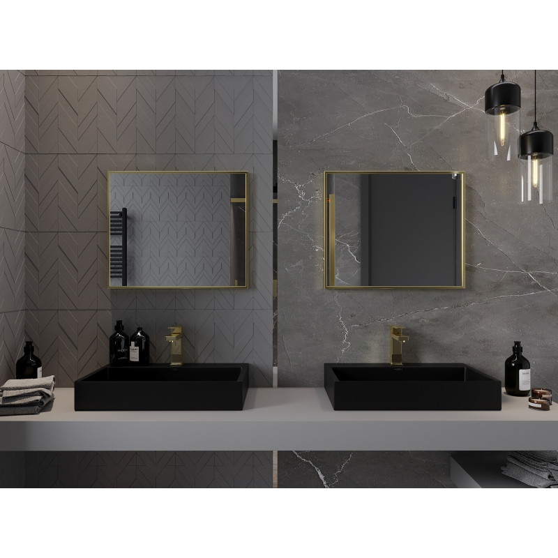 Mexen Loft miroir de salle de bain rectangulaire 60 x 50 cm, cadre doré - 9852-060-050-000-50