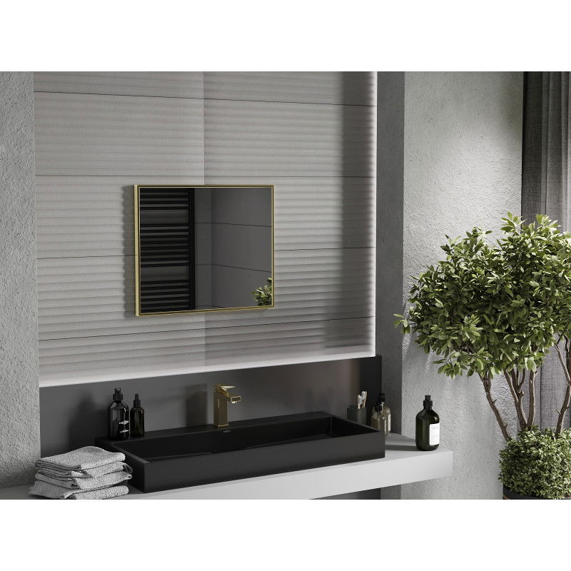 Mexen Loft pravokotno kopalniško ogledalo 60 x 50 cm, zlati okvir - 9852-060-050-000-50