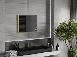 Mexen Loft rechteckiger Badezimmerspiegel 60 x 50 cm, goldener Rahmen - 9852-060-050-000-50