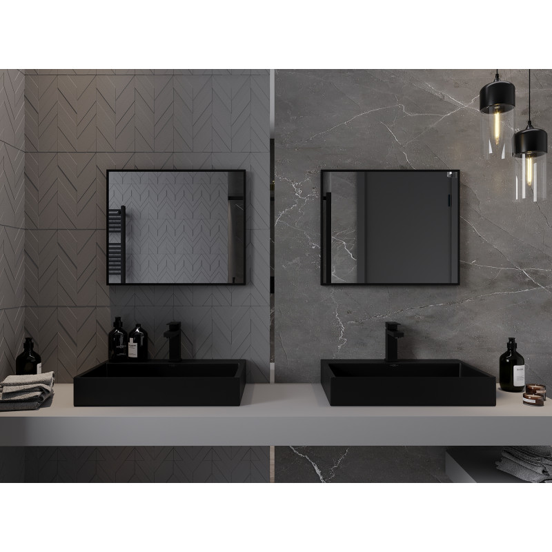 Mexen Loft lustro łazienkowe prostokątne 60 x 50 cm, rama czarna - 9852-060-050-000-70