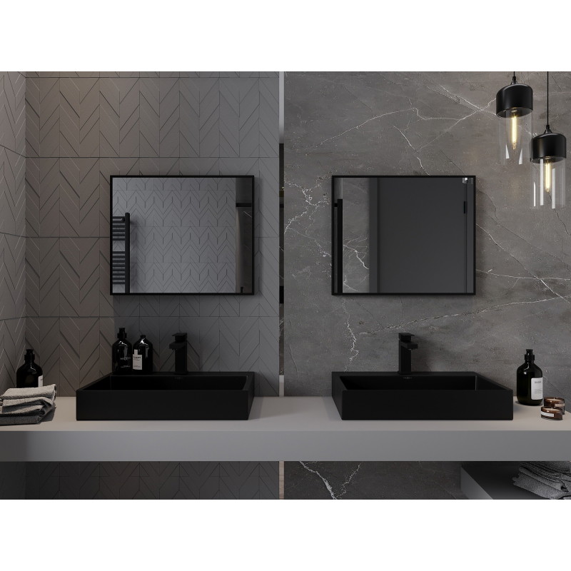 Mexen Loft pravokutno ogledalo za kupaonicu 60 x 50 cm, crni okvir - 9852-060-050-000-70