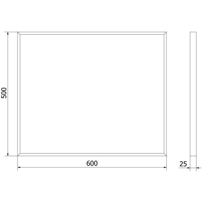 Mexen Loft suorakulmainen kylpyhuoneen peili 60 x 50 cm, musta kehys - 9852-060-050-000-70