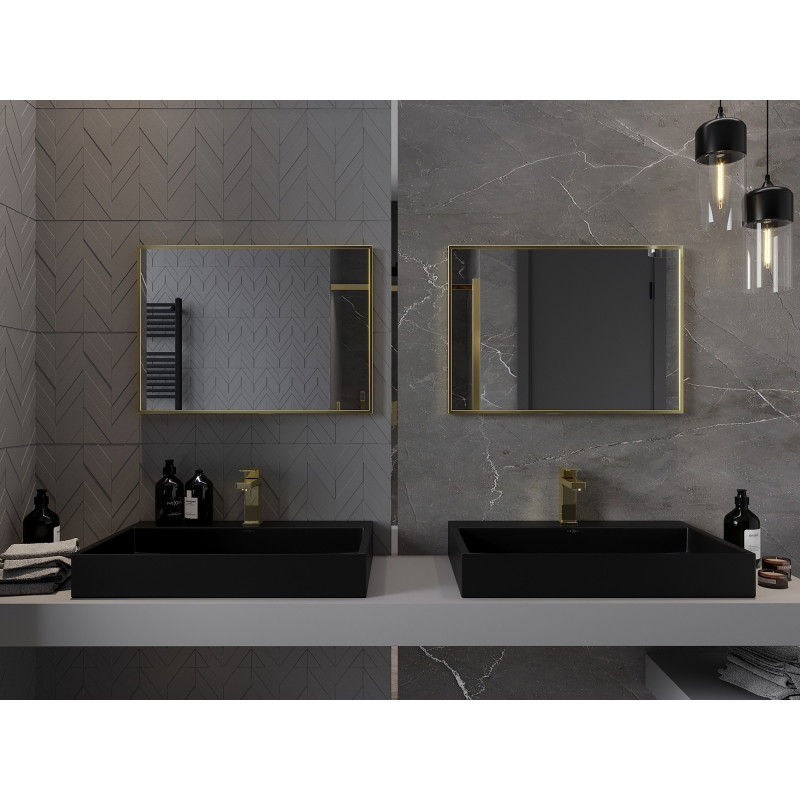Mexen Loft ristkülikukujuline vannitoa peegel 70 x 50 cm, kuldne raam - 9852-070-050-000-50