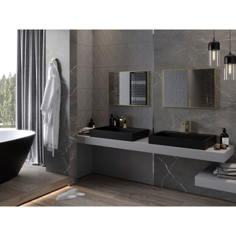 Mexen Loft rechteckiger Badezimmerspiegel 70 x 50 cm, goldener Rahmen - 9852-070-050-000-50