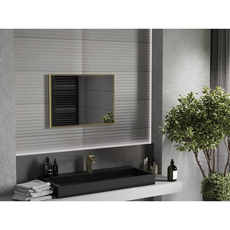 Mexen Loft ristkülikukujuline vannitoa peegel 70 x 50 cm, kuldne raam - 9852-070-050-000-50