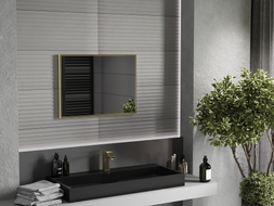 Mexen Loft Pravokutno kupaonsko ogledalo 70 x 50 cm, zlatni okvir - 9852-070-050-000-50