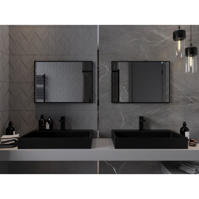 Mexen Loft ristkülikukujuline vannitoapeegel 70 x 50 cm, must raam - 9852-070-050-000-70