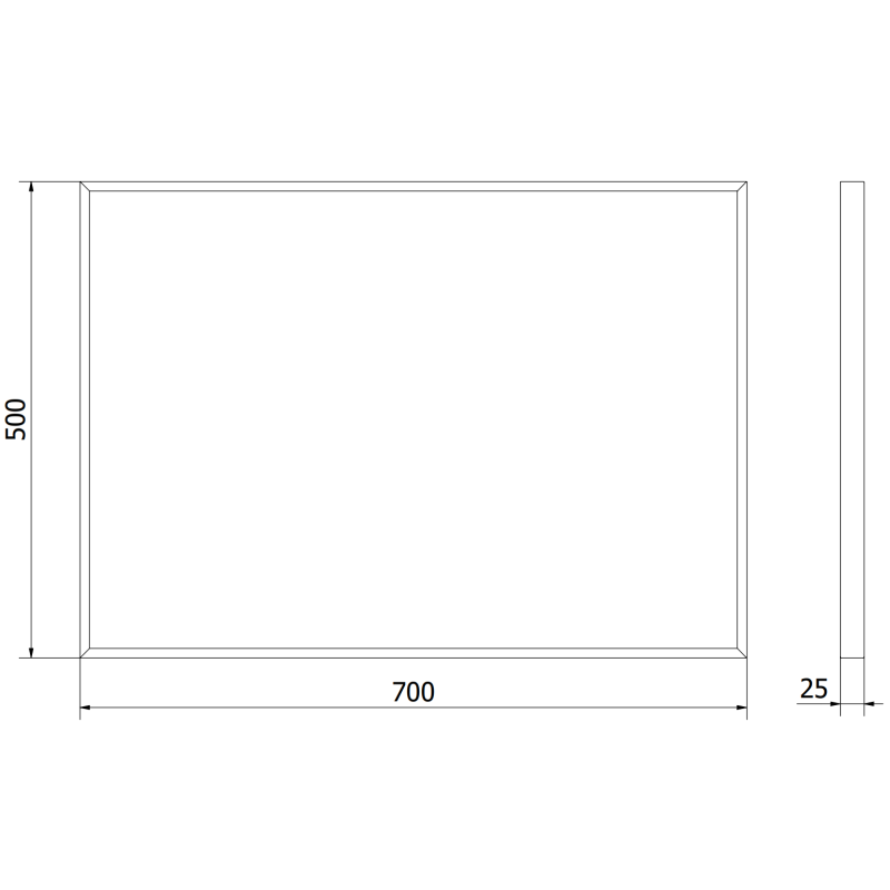 Mexen Loft miroir de salle de bain rectangulaire 70 x 50 cm, cadre noir - 9852-070-050-000-70