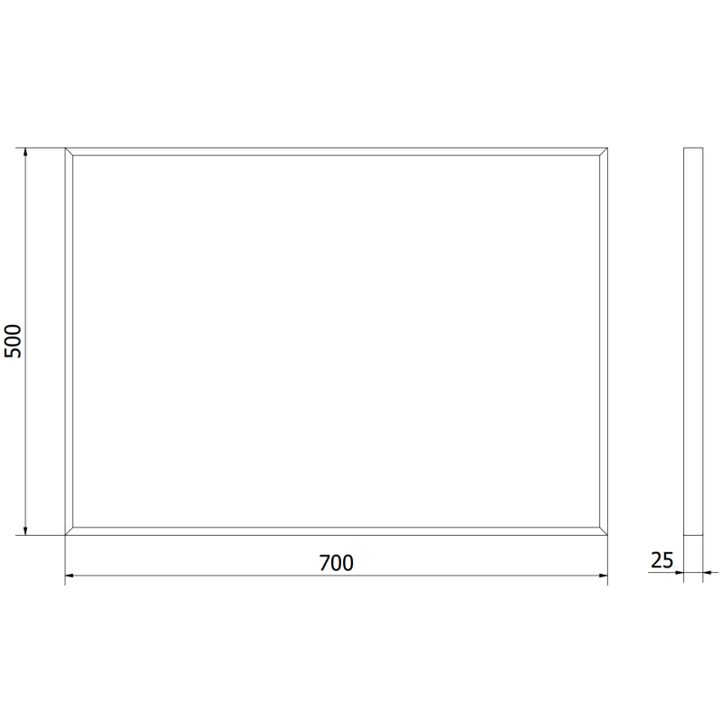 Mexen Loft suorakulmainen kylpyhuoneen peili 70 x 50 cm, musta kehys - 9852-070-050-000-70
