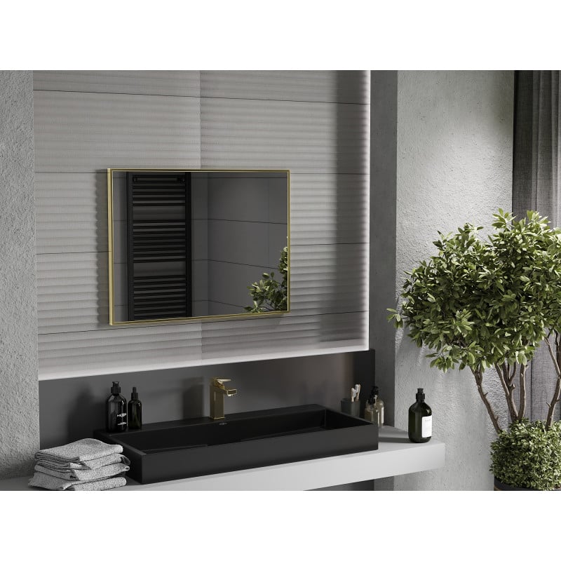 Mexen Loft lustro łazienkowe prostokątne 80 x 60 cm, rama złota - 9852-080-060-000-50