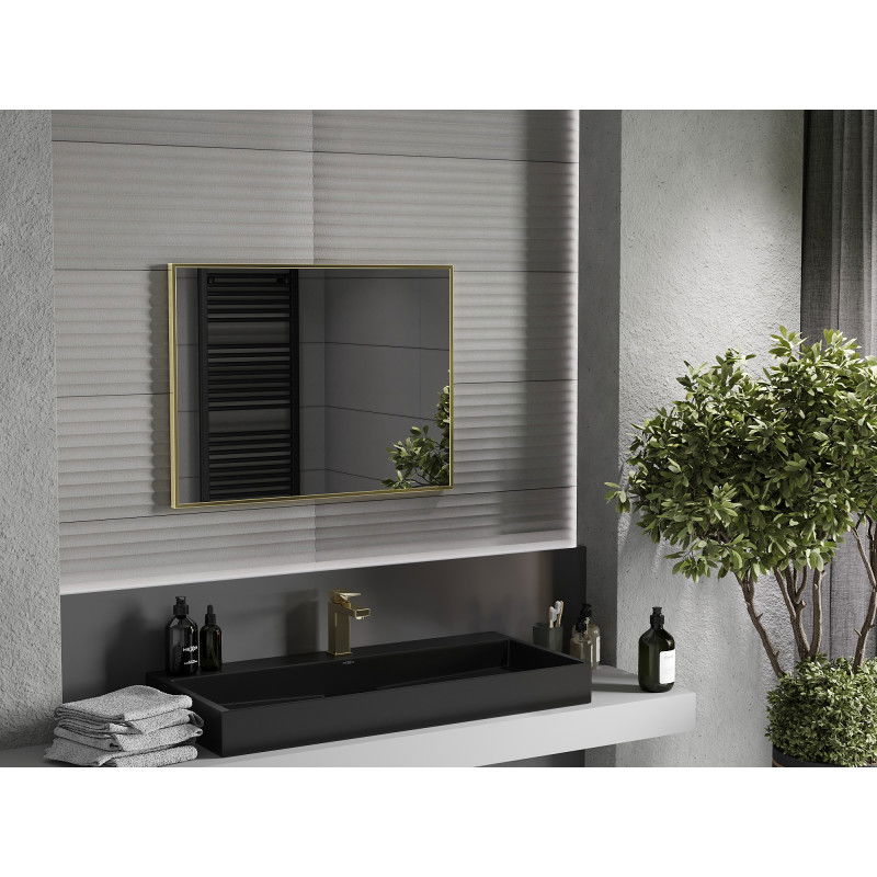 Mexen Loft rechthoekige badkamer spiegel 80 x 60 cm, gouden frame - 9852-080-060-000-50
