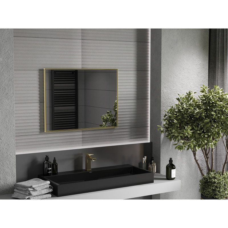 Mexen Loft ristkülikukujuline vannitoa peegel 80 x 60 cm, kuldne raam - 9852-080-060-000-50